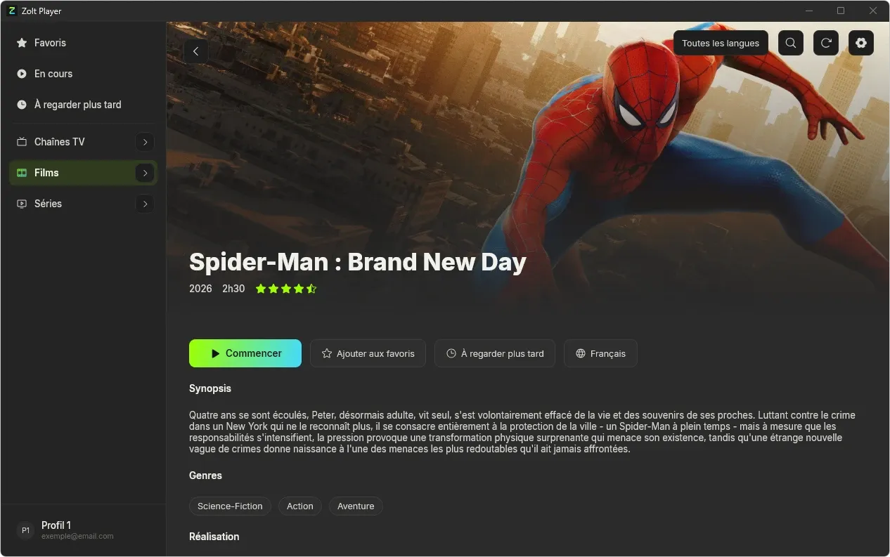 Scheda di un film in Zolt Player con trama, cast e consigli